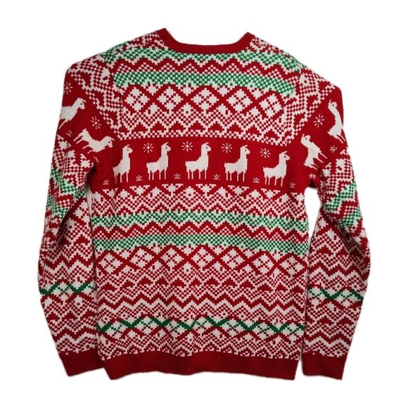 Jolly Sweaters Llama Christmas Sweater Men's XL Red & White Embroidered Pullover - Picture 7 of 8